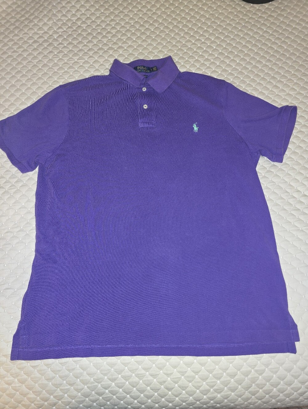 Lg - Ralph Lauren Men's Purple Short-Sleeve Polo w/ Teal Pony. (GREAT CONDITION)